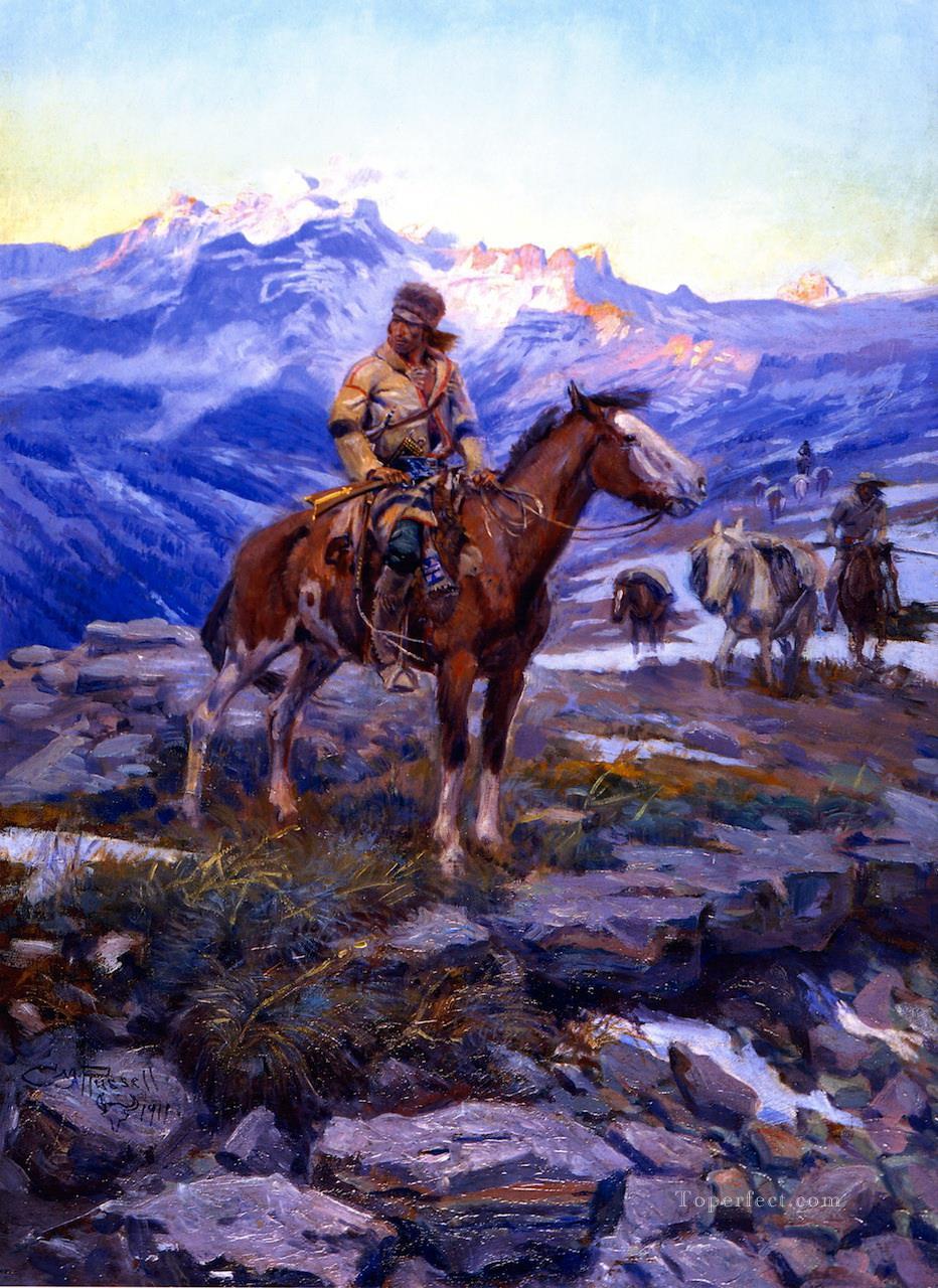 Tramperos libres 1911 Charles Marion Russell Indiana vaquero Pintura al óleo